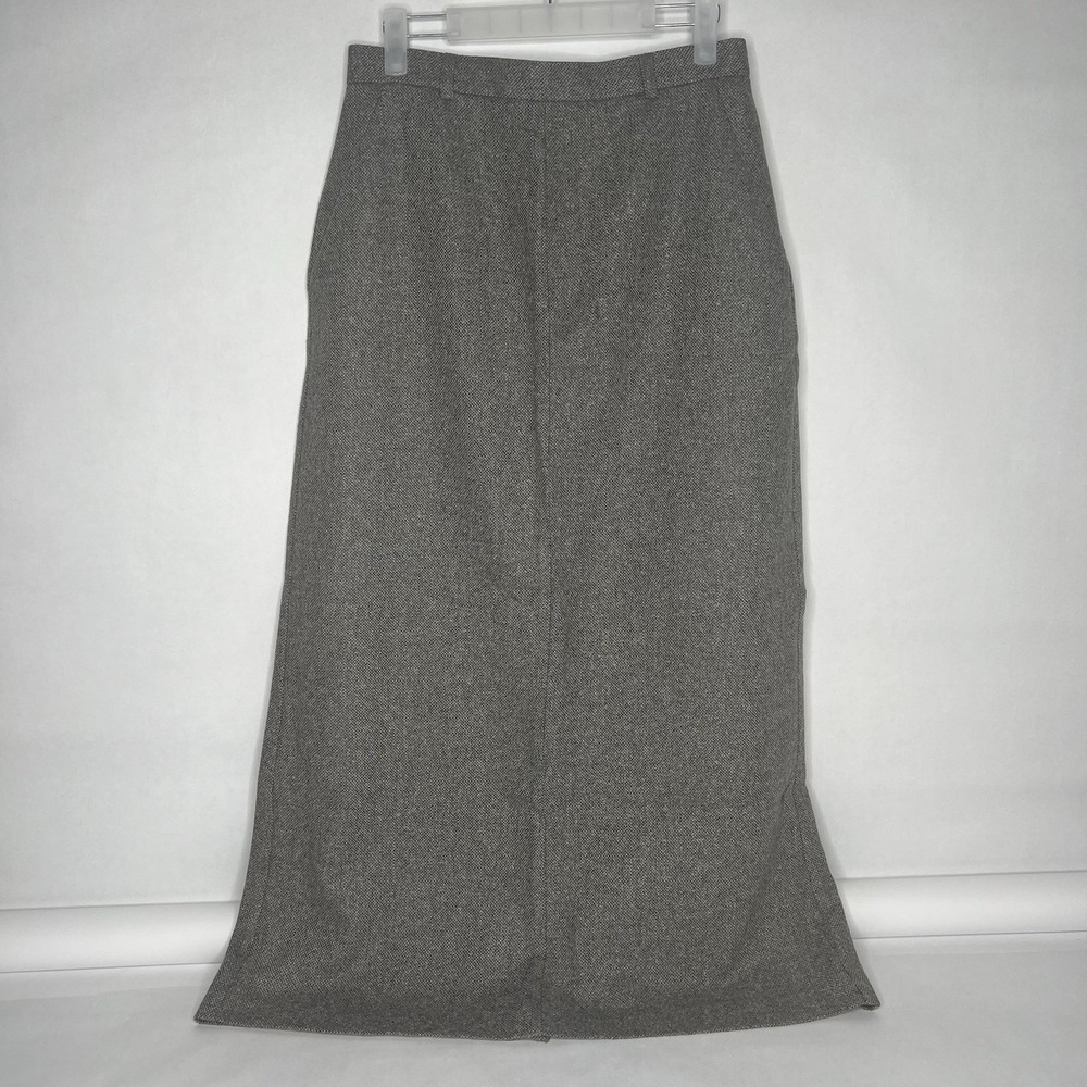 David Brooks Women's Pencil Maxi Skirt Size 10 Full Length Gray Knit Wool Cotton